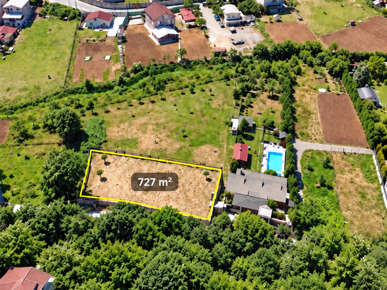 Taş duvarlarla çevrili 727 m² arsa