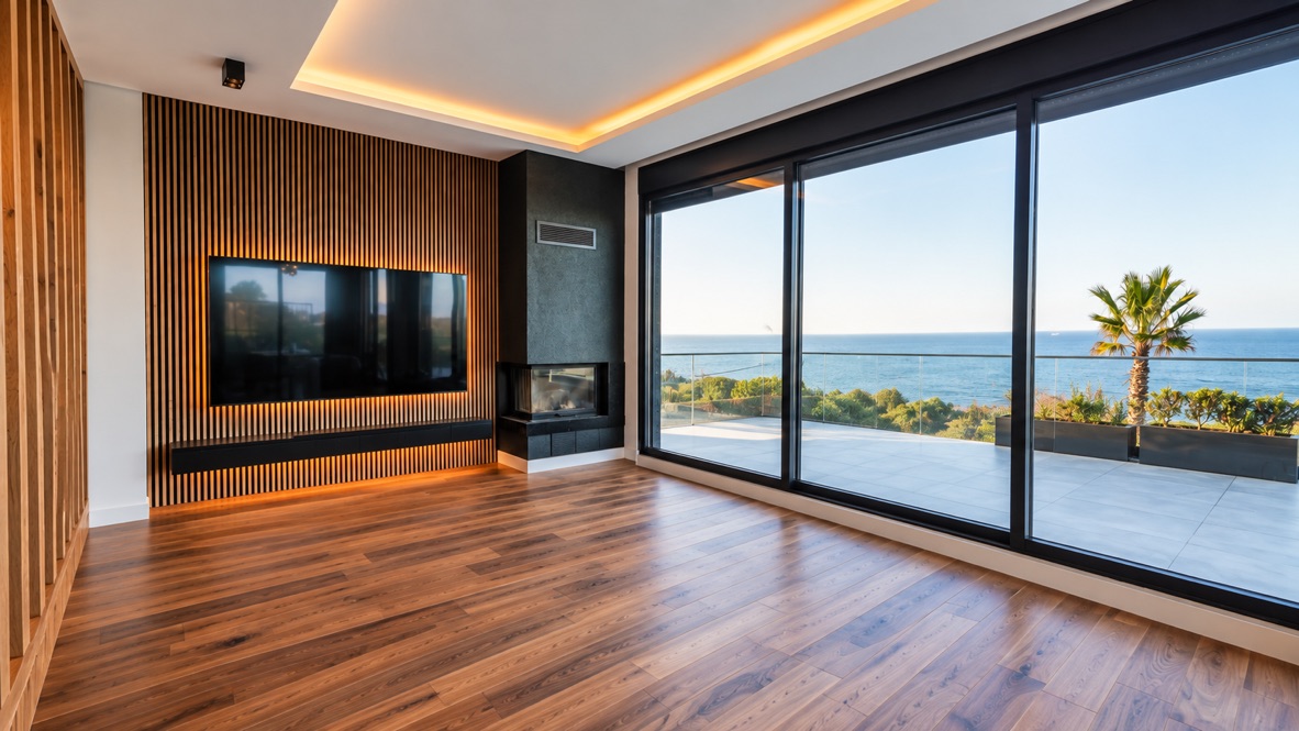 Deniz manzarasına açılan salon