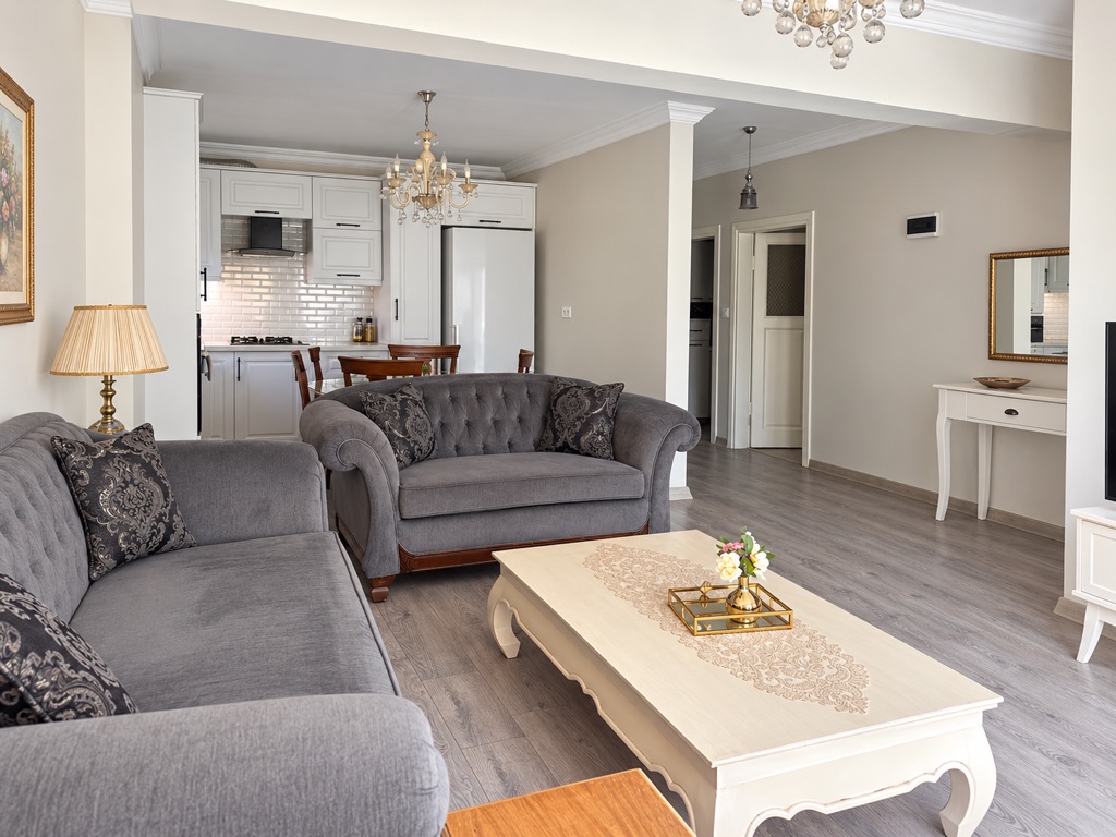 Salon ve açık mutfak bağlantısı