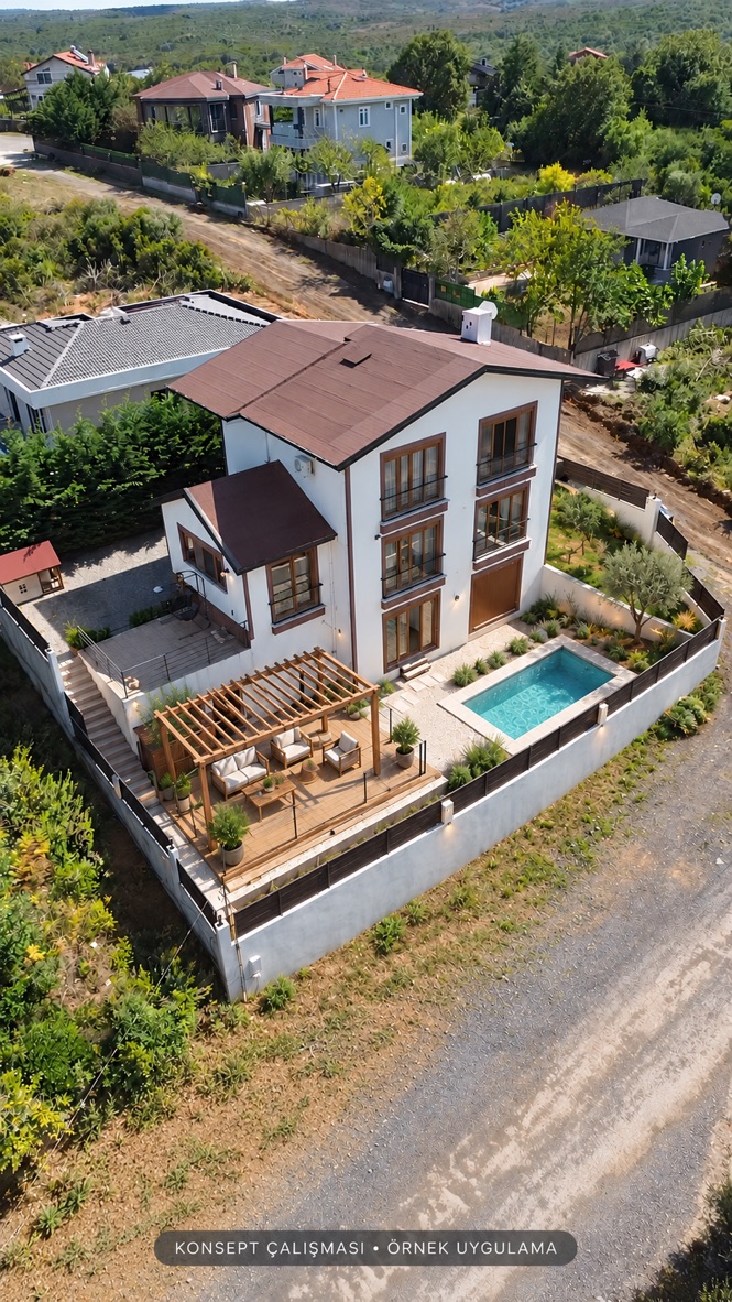 Havuz ve pergola için örnek tasarım